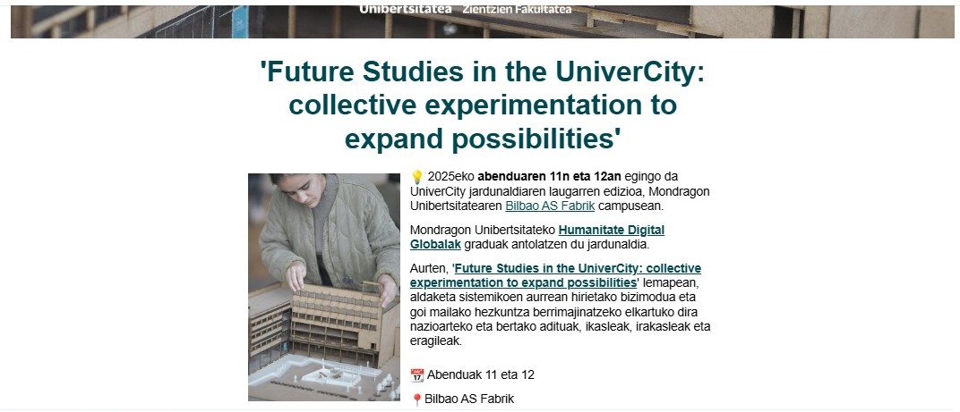 Future Studies in the UniverCity: collective experimentation to expand possibilities. 11-12 Diciembre